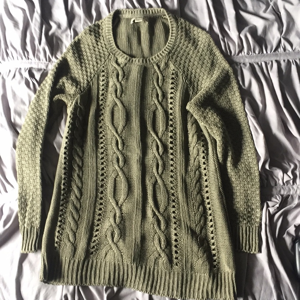 Ruff Hewn olive green cable sweater